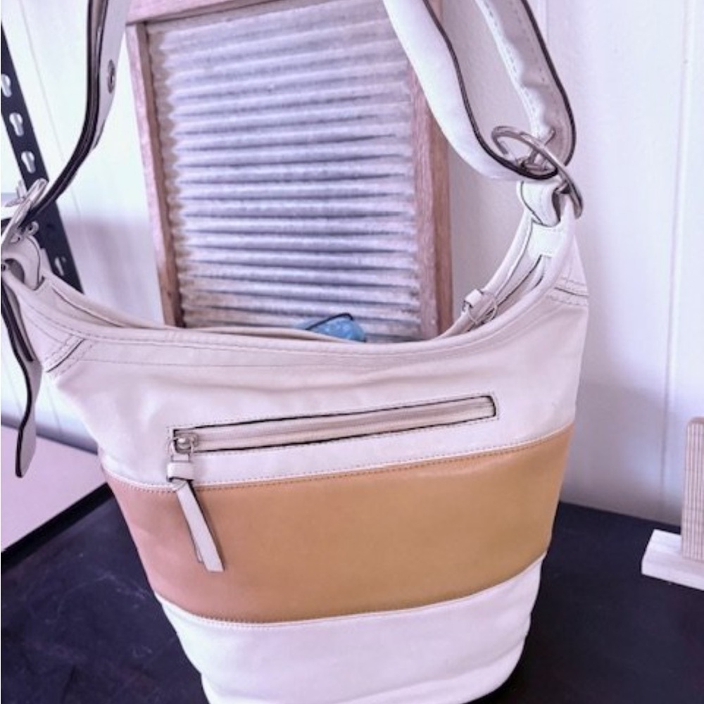 Vintage Cream and Tan Coach Bag